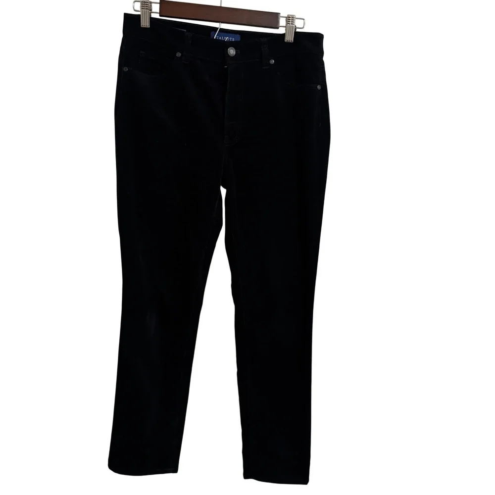 Talbots Black Velvet High Waist Straight Leg‎ Pants Womens Size 6P
